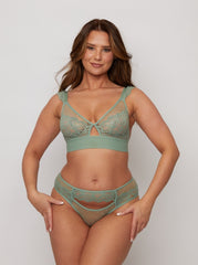 Kaitlin Bralette & Brief Set: Basil Green