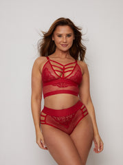 Kayla Bralette & Brief Set: Raspberry Red