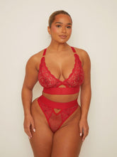 Julisa Bralette & Brief Set: Raspberry Red