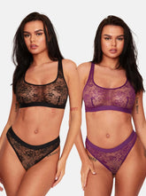Zestaw biustonoszy typu bralette i majtek Millie-Mae Twin Pack: czarny i aksamitno-fioletowy