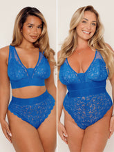Two women wearing Tutti Rouge Dazzling Blue Lingerie