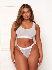 Lola-Mae Mesh Twin Pack Bralette & Brief Set : Candyfloss & Ice White
