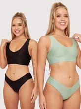 Stevie Twin Pack Bralette: Black & Basil