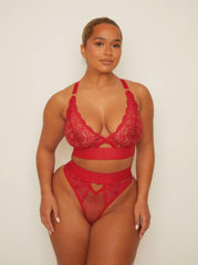 Julisa Bralette &amp; Brief Set: Raspberry Red