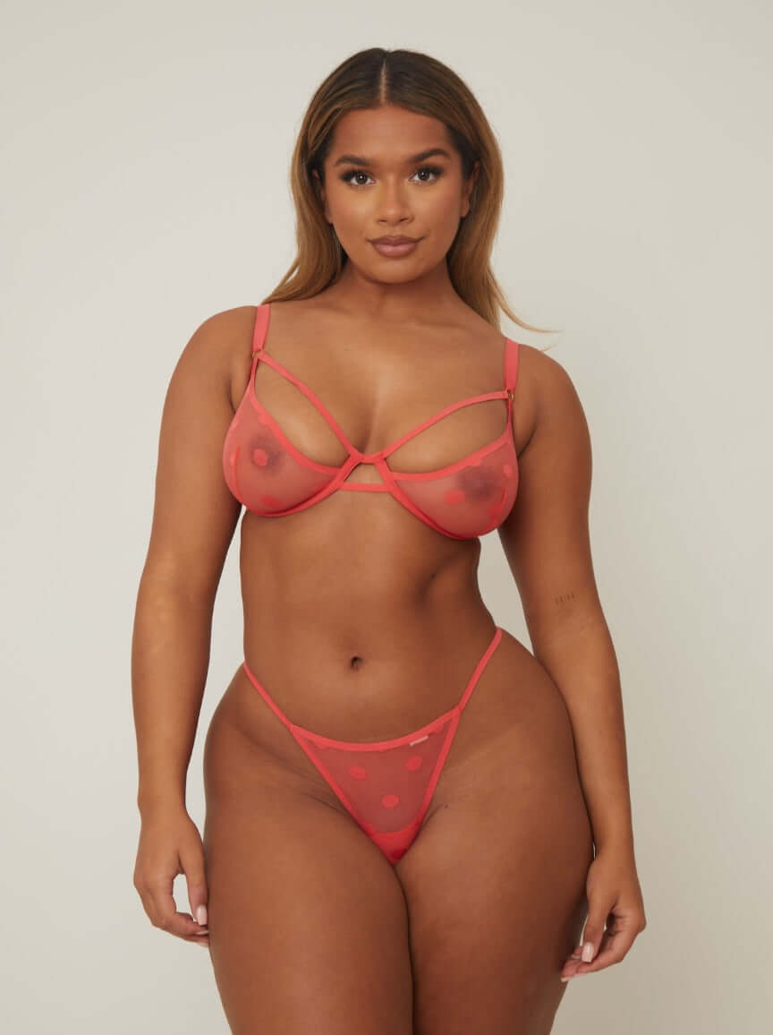 Zestaw biustonosz i fig Brady: perska czerwień