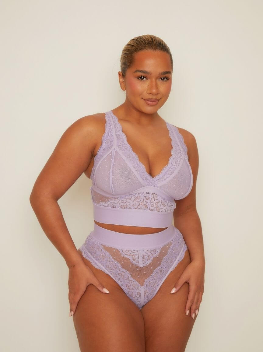 Zestaw biustonosz i majtek Francine: miękki lawendowy