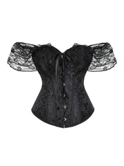Black lace corset on a white background