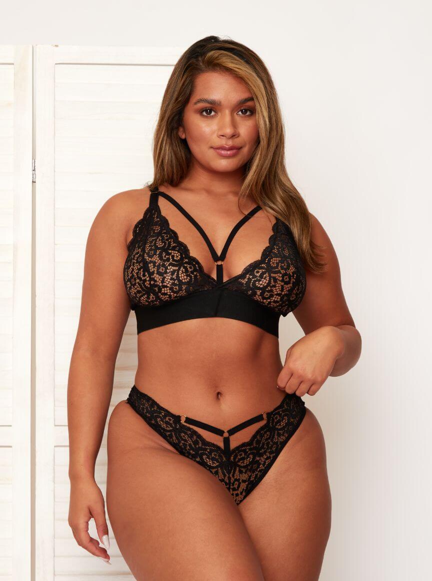Gabriella Bralette &amp; Brief Set: Midnight Black