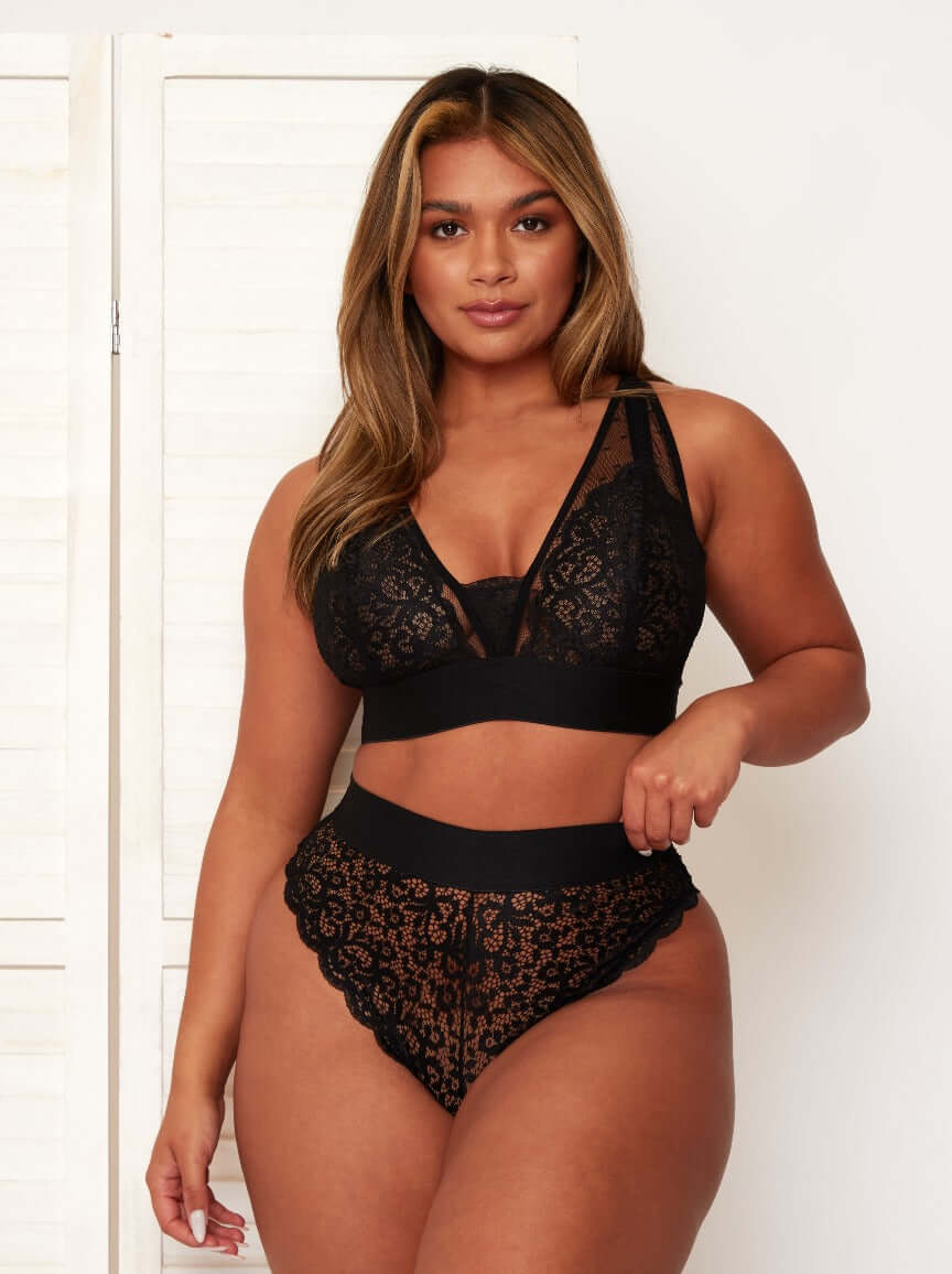 Hallie Bralette &amp; Brief Set: Midnight Black