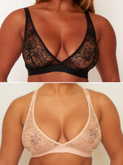 Millie-Mae Twin Pack Triangle Bralettes : Black &amp; Blush Pink