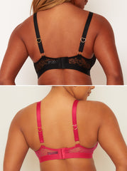 Millie-Mae Twin Pack Triangle Bralettes : Black &amp; Very Cherry
