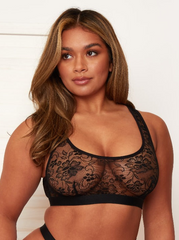 Millie-Mae Twin Pack Crop Bralettes: Black &amp; Velvet Purple