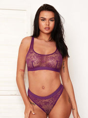 Zestaw biustonoszy typu bralette i majtek Millie-Mae Twin Pack: czarny i aksamitno-fioletowy