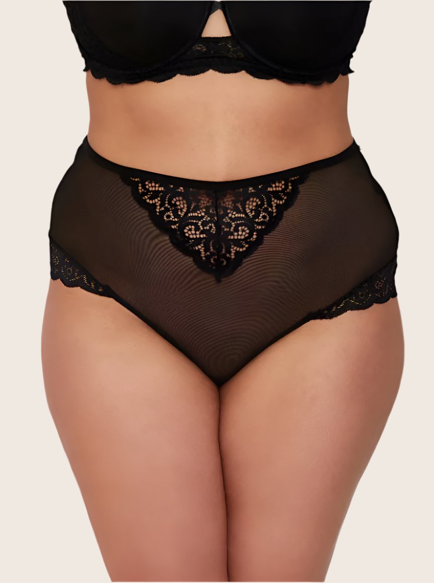 Bellatrix midnight black brief front lace panel