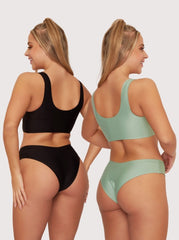 Stevie Twin Pack Bralette: Black &amp; Basil